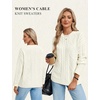 image:imageGRACE KARIN Cable Knit Sweater Women Crewneck Pullover TopsIvory White