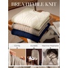 image:imageGRACE KARIN Cable Knit Sweater Women Crewneck Pullover TopsIvory White