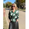 image:imageGRACE KARIN Cardigan Sweaters for Women Fall Argyle Sweater Preppy ClothesPlaid Green White
