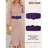 image:imageGRACE KARIN Wide Belt for Women Suede Elastic Chunky Belts with BuckleSuedepurple