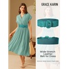 image:imageGRACE KARIN Wide Belt for Women Suede Elastic Chunky Belts with BuckleSuedeteal