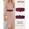 image:imageGRACE KARIN Wide Belt for Women Suede Elastic Chunky Belts with BuckleSuedewine Red