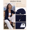 image:imageGRACE KARIN Women 100 Merino Wool Cardigan Sweater Zip Up Hoodie SweaterNavy Blue
