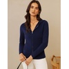 image:imageGRACE KARIN Women 100 Merino Wool Cardigan Sweater Zip Up Hoodie SweaterNavy Blue