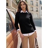 image:imageGRACE KARIN Women 100 Merino Wool Sweater Cable Long Sleeve Sweaters Crew Neck Casual Fall Fashion Clothes OutfitsBlack