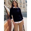 image:imageGRACE KARIN Women 100 Merino Wool Sweater Cable Long Sleeve Sweaters Crew Neck Casual Fall Fashion Clothes OutfitsNavy Blue