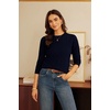 image:imageGRACE KARIN Women 100 Merino Wool Sweater Cable Long Sleeve Sweaters Crew Neck Casual Fall Fashion Clothes OutfitsNavy Blue