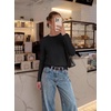 image:imageGRACE KARIN Womens Fall Sweaters Crew Neck Cropped Cozy Sweater for Women Business Casual Scalloped Knit Pullover TopsBlack