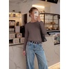 image:imageGRACE KARIN Womens Fall Sweaters Crew Neck Cropped Cozy Sweater for Women Business Casual Scalloped Knit Pullover TopsCoffee