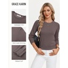 image:imageGRACE KARIN Womens Fall Sweaters Crew Neck Cropped Cozy Sweater for Women Business Casual Scalloped Knit Pullover TopsCoffee