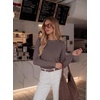 image:imageGRACE KARIN Womens Fall Sweaters Crew Neck Cropped Cozy Sweater for Women Business Casual Scalloped Knit Pullover TopsCoffee
