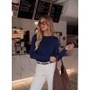 image:imageGRACE KARIN Womens Fall Sweaters Crew Neck Cropped Cozy Sweater for Women Business Casual Scalloped Knit Pullover TopsNavy Blue