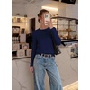 image:imageGRACE KARIN Womens Fall Sweaters Crew Neck Cropped Cozy Sweater for Women Business Casual Scalloped Knit Pullover TopsNavy Blue
