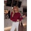 image:imageGRACE KARIN Womens Fall Sweaters Crew Neck Cropped Cozy Sweater for Women Business Casual Scalloped Knit Pullover TopsWine Red