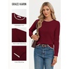 image:imageGRACE KARIN Womens Fall Sweaters Crew Neck Cropped Cozy Sweater for Women Business Casual Scalloped Knit Pullover TopsWine Red