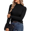 image:imageGRACE KARIN Womens Fleece Sherpa Lined Sweater Mock Neck Long Sleeve Thermal Pullover 2026 Fall Winter Slim Jumper TopsBlack
