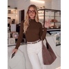 image:imageGRACE KARIN Womens Fleece Sherpa Lined Sweater Mock Neck Long Sleeve Thermal Pullover 2026 Fall Winter Slim Jumper TopsCoffee