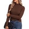 image:imageGRACE KARIN Womens Fleece Sherpa Lined Sweater Mock Neck Long Sleeve Thermal Pullover 2026 Fall Winter Slim Jumper TopsCoffee