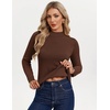 image:imageGRACE KARIN Womens Fleece Sherpa Lined Sweater Mock Neck Long Sleeve Thermal Pullover 2026 Fall Winter Slim Jumper TopsCoffee