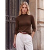 image:imageGRACE KARIN Womens Fleece Sherpa Lined Sweater Mock Neck Long Sleeve Thermal Pullover 2026 Fall Winter Slim Jumper TopsCoffee