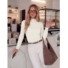 image:imageGRACE KARIN Womens Fleece Sherpa Lined Sweater Mock Neck Long Sleeve Thermal Pullover 2026 Fall Winter Slim Jumper TopsIvory White