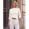 image:imageGRACE KARIN Womens Fleece Sherpa Lined Sweater Mock Neck Long Sleeve Thermal Pullover 2026 Fall Winter Slim Jumper TopsIvory White
