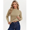 image:imageGRACE KARIN Womens Fleece Sherpa Lined Sweater Mock Neck Long Sleeve Thermal Pullover 2026 Fall Winter Slim Jumper TopsLight Camel