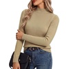 image:imageGRACE KARIN Womens Fleece Sherpa Lined Sweater Mock Neck Long Sleeve Thermal Pullover 2026 Fall Winter Slim Jumper TopsLight Camel