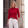image:imageGRACE KARIN Womens Fleece Sherpa Lined Sweater Mock Neck Long Sleeve Thermal Pullover 2026 Fall Winter Slim Jumper TopsRed