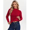 image:imageGRACE KARIN Womens Fleece Sherpa Lined Sweater Mock Neck Long Sleeve Thermal Pullover 2026 Fall Winter Slim Jumper TopsRed