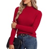 image:imageGRACE KARIN Womens Fleece Sherpa Lined Sweater Mock Neck Long Sleeve Thermal Pullover 2026 Fall Winter Slim Jumper TopsRed