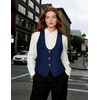 image:imageGRACE KARIN Womens Suit Vest Top Dressy Casual Sleeveless Button Waistcoat Fromal Steampunk Blazer for Work OfficeBlue Plaid