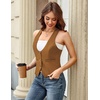 image:imageGRACE KARIN Womens Suit Vest Top Dressy Casual Sleeveless Button Waistcoat Fromal Steampunk Blazer for Work OfficeBrown