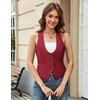 image:imageGRACE KARIN Womens Suit Vest Top Dressy Casual Sleeveless Button Waistcoat Fromal Steampunk Blazer for Work OfficeMaroon