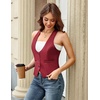 image:imageGRACE KARIN Womens Suit Vest Top Dressy Casual Sleeveless Button Waistcoat Fromal Steampunk Blazer for Work OfficeMaroon