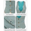 image:imageGRACE KARIN Womens Suit Vest Top Dressy Casual Sleeveless Button Waistcoat Fromal Steampunk Blazer for Work OfficePlaid Teal