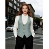 image:imageGRACE KARIN Womens Suit Vest Top Dressy Casual Sleeveless Button Waistcoat Fromal Steampunk Blazer for Work OfficePlaid Teal