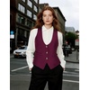 image:imageGRACE KARIN Womens Suit Vest Top Dressy Casual Sleeveless Button Waistcoat Fromal Steampunk Blazer for Work OfficePurple Red Plaid