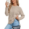 image:imageGRACE KARIN Cable Knit Sweater Women Crewneck Pullover TopsApricot