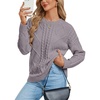 image:imageGRACE KARIN Cable Knit Sweater Women Crewneck Pullover TopsGray Purple