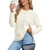 image:imageGRACE KARIN Cable Knit Sweater Women Crewneck Pullover TopsIvory White