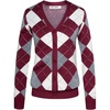 image:imageGRACE KARIN Cardigan Sweaters for Women Fall Argyle Sweater Preppy ClothesWine