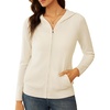 image:imageGRACE KARIN Women 100 Merino Wool Cardigan Sweater Zip Up Hoodie SweaterWhite