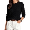 image:imageGRACE KARIN Women 100 Merino Wool Sweater Cable Long Sleeve Sweaters Crew Neck Casual Fall Fashion Clothes OutfitsBlack