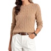 image:imageGRACE KARIN Women 100 Merino Wool Sweater Cable Long Sleeve Sweaters Crew Neck Casual Fall Fashion Clothes OutfitsCamel