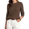 image:imageGRACE KARIN Women 100 Merino Wool Sweater Cable Long Sleeve Sweaters Crew Neck Casual Fall Fashion Clothes OutfitsCoffee