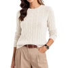 image:imageGRACE KARIN Women 100 Merino Wool Sweater Cable Long Sleeve Sweaters Crew Neck Casual Fall Fashion Clothes OutfitsWhite