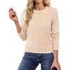 image:imageGRACE KARIN Womens Fall Sweaters Crew Neck Cropped Cozy Sweater for Women Business Casual Scalloped Knit Pullover TopsBeige