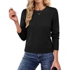 image:imageGRACE KARIN Womens Fall Sweaters Crew Neck Cropped Cozy Sweater for Women Business Casual Scalloped Knit Pullover TopsBlack