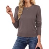 image:imageGRACE KARIN Womens Fall Sweaters Crew Neck Cropped Cozy Sweater for Women Business Casual Scalloped Knit Pullover TopsCoffee